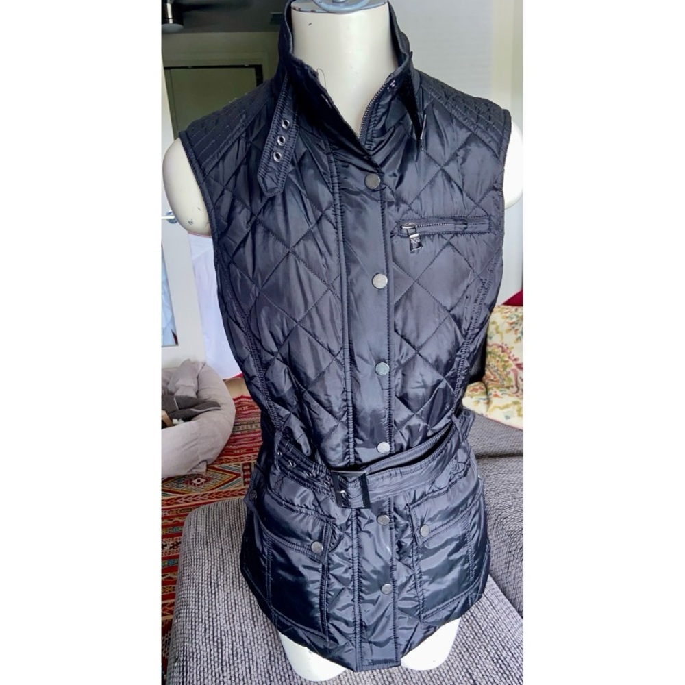 Banana Republic Black Sleeveless Puffed Vest With Belt, Sz S